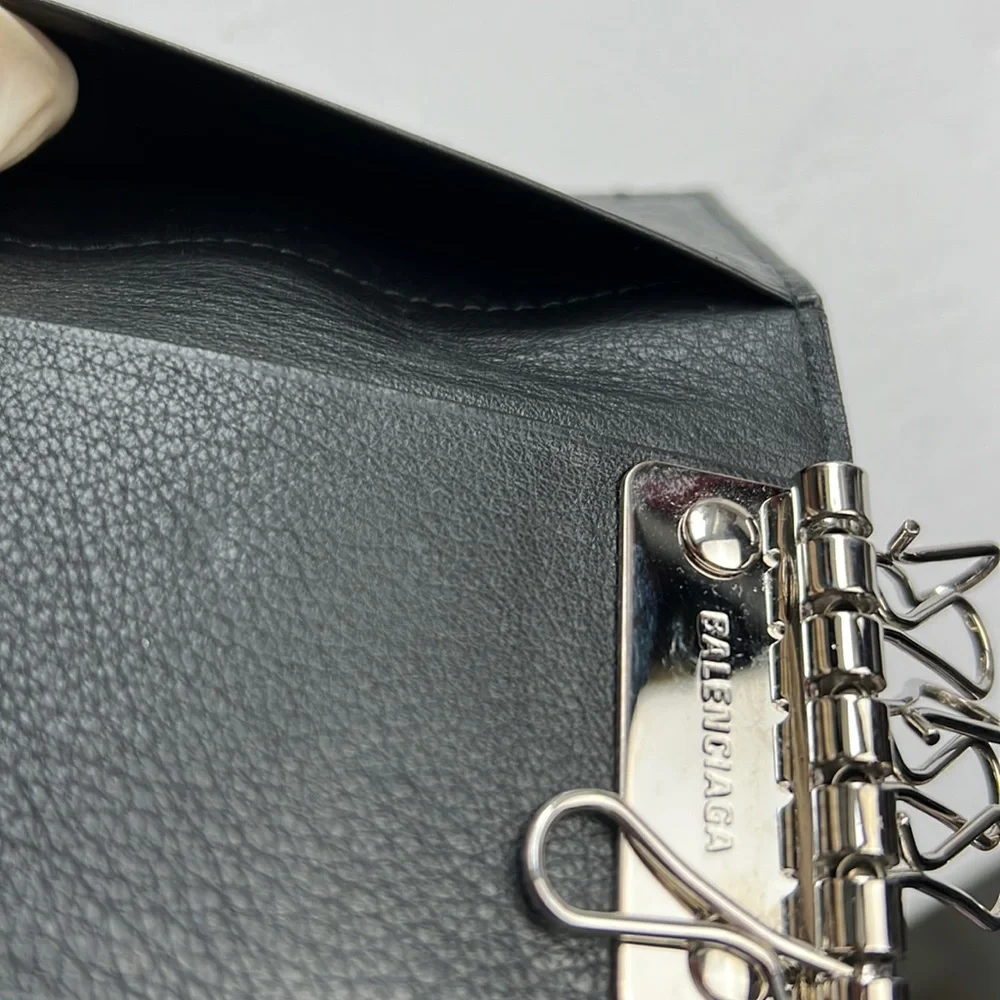 BALENCIAGA Papier Mini Leather Key Ring Case Auth.Black w.box, ribbon unisex